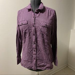 Eddie Bauer Purple Plaid Button-Down Shirt